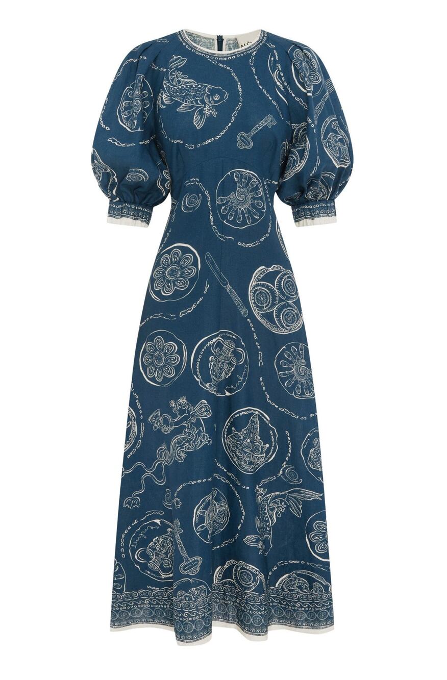 Alemais linen lucky midi dress